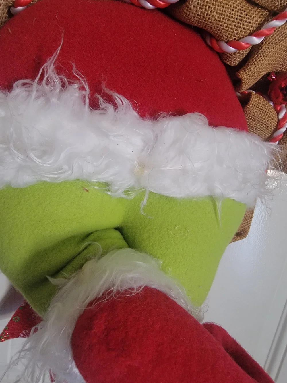 Holiday Grinch-Inspired Door Hanger - Red & Lime Green
